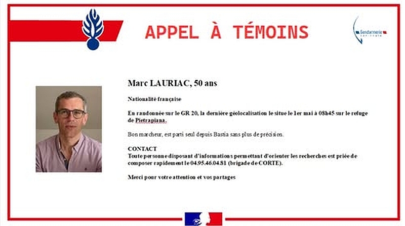 Korsika/GR20 vermisst wird Marc Lauriac 